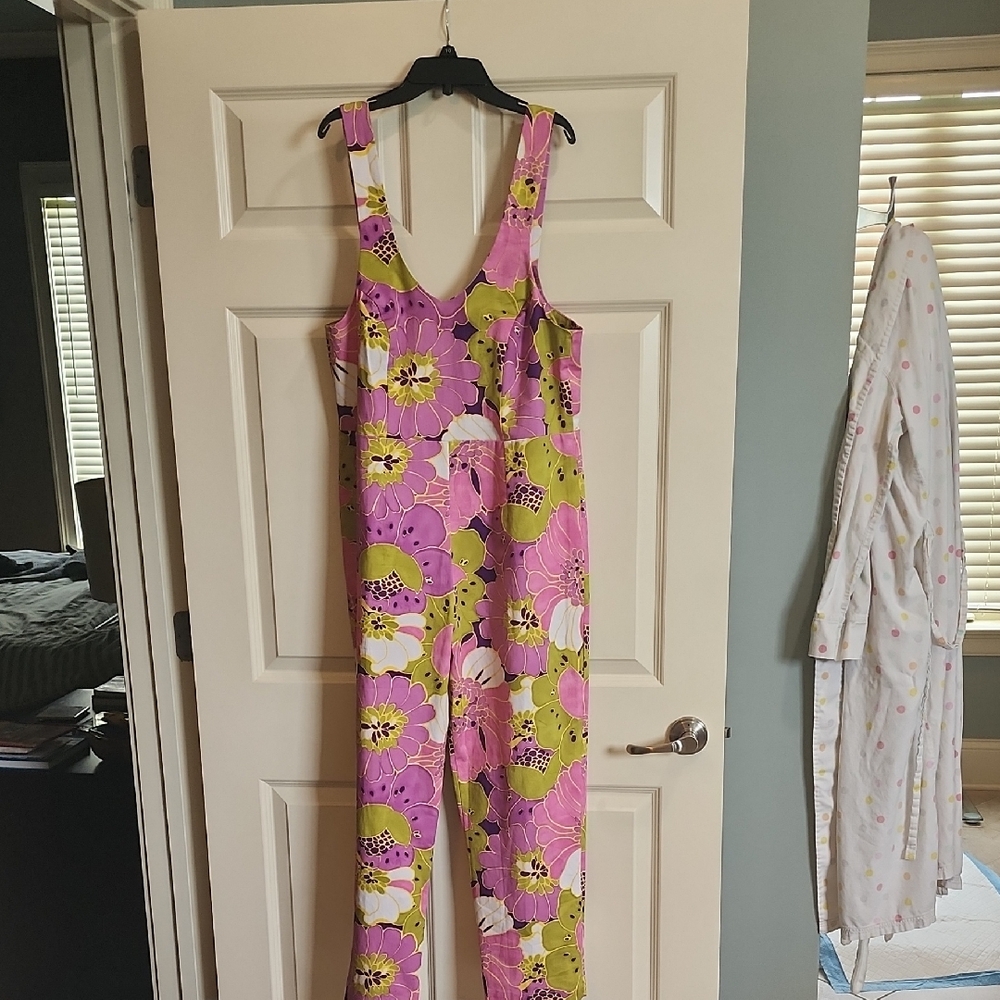 Frances Valentine Pink and Green Floral Jumpsuit